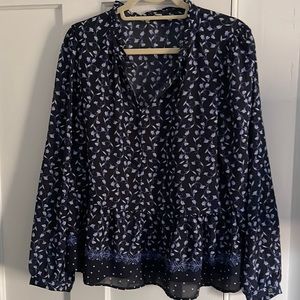 Navy Peplum floral top LOFT